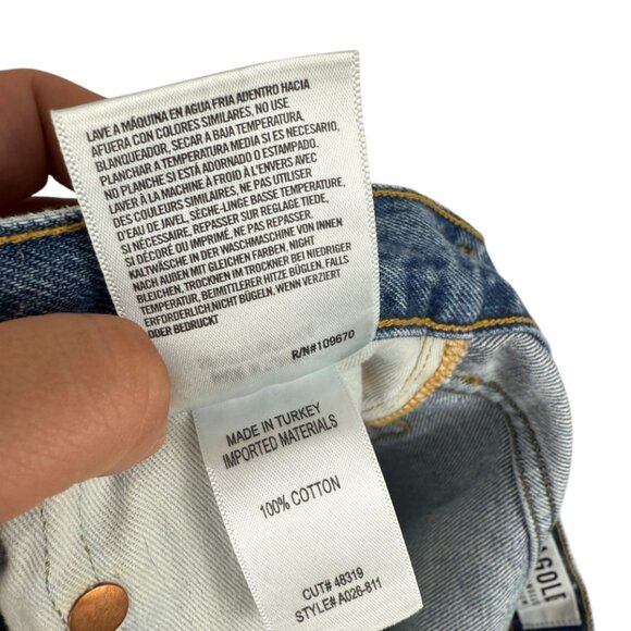 Agolde 100% Cotton Light Washed Distressed High Rise Shorts with Pockets - 26 - Picture 5 of 5